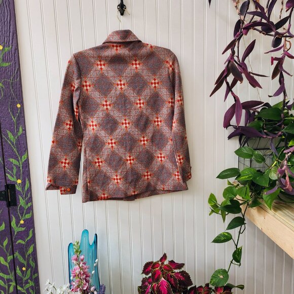 Vintage 1970's Funky Diamond Print Shirt by Stage 7 - Picture 3 of 15